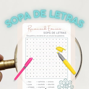 Sopa de Letras - Reconociendo Emociones - Sopa de Letras en Español - Reconociendo Emociones
