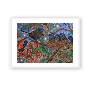 Aboriginal Framed Print , Birds Wall Art , Contemporary Wall Decor , Indigenous Art Living Room Decor , Australian Art , Large Size