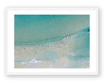 Aerial Ocean Print , Beach Framed Wall Art , Bondi Beach Home Decor , Australia Surf Art , Landscape Photography , Boho Print 18x24 24x32