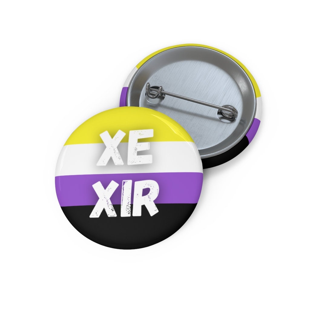 Xe Xir Pronoun Pin Non Binary Pride Flag Button Enby Pride Etsy India