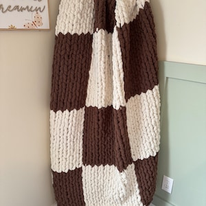 Checkered Chunky Knit Blanket, Cozy Blanket, Knit Blanket, Chunky Blanket, Chunk Knit Throw, Chenille, Knitted Blanket, Chunky Yarn Blanket