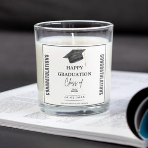 Congratulations Happy Graduation Personalised Candle | Custom Name Message Gift | Graduation Gift | Happy Graduation | University Graduation