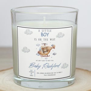 Candela personalizzata per l&#39;arrivo di un bambino / Regalo personalizzato per l&#39;annuncio di nascita / Decorazioni per baby shower / Candela per la data di scadenza del bambino / Genitori in attesa
