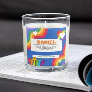 Gay Pride Name & Message Personalised Candle | LGBTQ Gifts | Gay Friend Gift | Personalised Message Gift | Coming Out Gift | Funny Gay Gift