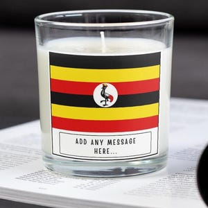 Uganda Personalised Candle | Flag of Uganda | Ugandan Flag Gift | Gift for Ugandan | Uganda Home Décor | Ugandan Culture Gift | Custom Gift