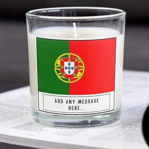 Vela personalizada de Portugal | Bandeira de Portugal | Mensagem da Bandeira Portuguesa | Presente para portugueses | Mensagem personalizada em português | Bandeira de Portugal