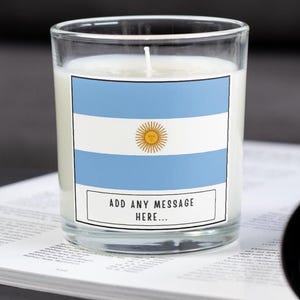 Argentina Personalised Candle | Flag of Argentina | Gift for Argentinian | Argentinian Home Décor | Argentinian Flag | Custom Argentina Gift