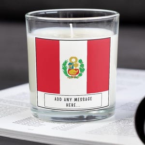 Peru Personalised Candle | Flag of Peru | Peruvian Flag | Custom Message Peru | Gift for Peruvian | Custom Message Peru | Peru Home Decor