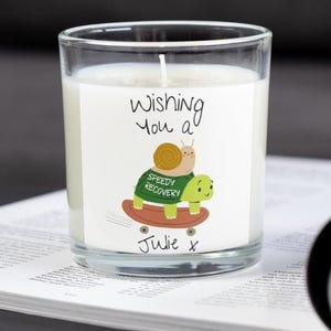 Speedy Recovery Candle | Get Well Soon Message Gift | Illness Recovery Personalised Candle | Thinking of You Gift | Feeling Unwell Candle