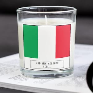 Italy Personalised Candle | Flag of Italy | Gift for Italian | Missing Italy Gift | Italian Home Décor | Italy Message Gift | Italy Candle