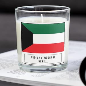 Kuwait Personalised Candle | Flag of Kuwait | Kuwaiti Flag Candle | Gift for Kuwaiti | Custom Kuwaiti Message | Kuwaiti Home Décor Candle