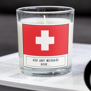 Switzerland Personalised Candle | Flag of Switzerland Gift | Swiss Flag | Custom Swiss Gift | Swiss Home Décor | Switzerland Heritage Gift