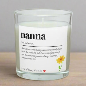 Personalisierte Nanna Blume Noun Kerze | Geschenke für Nanna | Nanna Substantiv Nachricht | Beste Nanna Geschenke | Geschenke für Oma | Für mein Nanna Geschenk | Nö