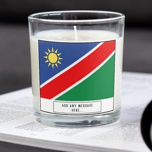 Namibia Personalised Candle | Flag of Namibia | Namibian Flag | Custom Namibian Message Candle | Gift for Namibian | Namibia Home Decor Gift
