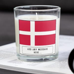 Denmark Personalised Candle | Flag of Denmark | Danish Flag Gift | Custom Message Danish Gift | Danish Home Décor | Danish Friend | Family