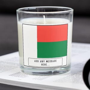 Gepersonaliseerde kaars Madagaskar | Vlag van Madagaskar | Malagassische vlagkaars | Aangepast Malagassisch bericht | Cadeau voor Malagasi | Decoratie Madagaskar