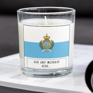 San Marino Personalised Candle | San Marino Flag | Flag of San Marino Gift | Custom San Marino Message | San Marino Home Decor | Sammarinese