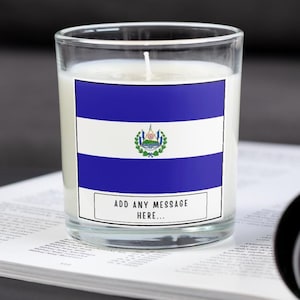 El Salvador Personalised Candle | Flag of El Salvador | Salvadoran Flag | Custom Message El Salvador Gift | Salvadoran Home Décor Candle