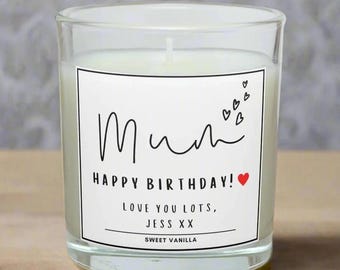 Vela personalizada con mensaje "Mamá Corazones" / Regalo para mamá / Agradecimiento a mamá / Gracias mamá / Regalo de hijo e hija / Regalo de Navidad para mamá