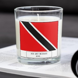 Trinidad & Tobago Flag Personalised Candle | Flag of Trini | Custom Caribbean Message Gift | Gift for Trini | Trinidad and Tobago Home Decor