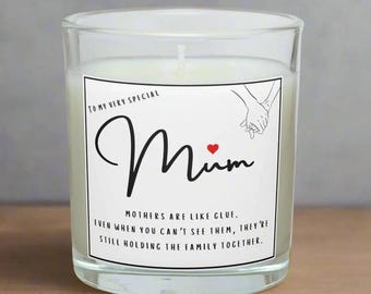 Vela personalizada con mensaje para madres / Regalo especial para mamá / Regalo con mensaje para mi mamá / Vela para mamá / Cumpleaños de mamá / De hijo e hija