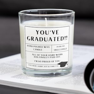 You&#39;ve Graduated Personalised Candle | Graduation Gifts | Gifts for University Students | Congratulations Graduation Gift | Well Done Gifts