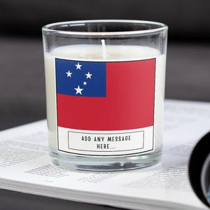 Samoa Personalised Candle | Flag of Samoa | Samoan Flag | Gift for Samoan | Samoan Culture | Samoan Heritage | Custom Samoa Message Candle