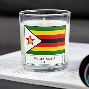 Zimbabwe Personalised Candle | Flag of Zimbabwe | Zimbabwean Flag | Custom Zimbabwe | Zimbabwean Gift | Zimbabwe Home Decor | African Gifts