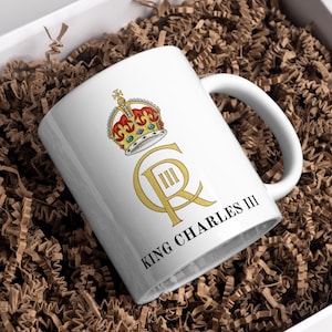 King Charles III Coronation Mug | CR III Monogram | Royal Emblem Design | Commemorative Souvenir | Patriotic Gift | King Charles | Royal