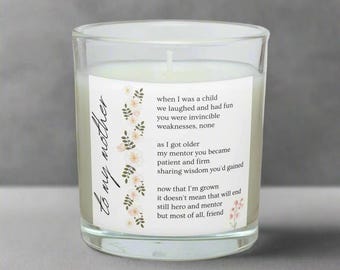 Vela personalizada para mi madre / Regalo con mensaje con cita para mamá / Vela para mi madre / Vela personalizada para mamá / Regalo de cumpleaños para mamá / Día de la Madre