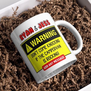 Funny Personalised Campervan Mug | Rude Vanlife Gift | Funny Warning Design | Custom Message | UK Motorhome Present | Novelty Gift