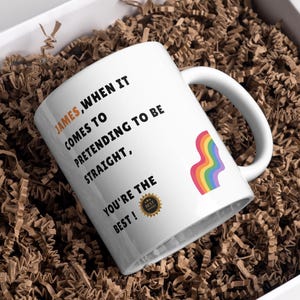 Personalised Gay Humour Mug, Funny LGBTQ Gift, Custom Name Mug, Funny Gay Gift, Rainbow Pride Mug