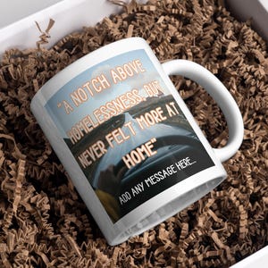 Personalised Vanlife Quote Mug | Funny Camper Gift | Scenic Road Design | Custom Message | UK Motorhome Present | Quote Gift | Novelty Mug