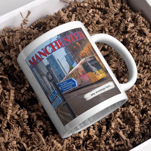 Personalised Manchester Mug | Manchester Gift | Manc Gift | Manchester Bee | Metrolink | Tram | Custom Message | Picadilly Manchester | Town