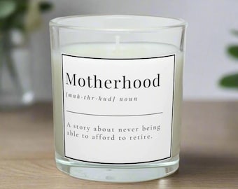 Vela personalizada con cita sobre la maternidad / Regalo con cita para mamá / Regalo con mensaje para mamá / Vela personalizada para mamá / Regalo de broma para mamá / Regalo divertido para mamá