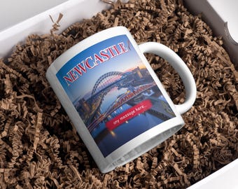 Personalised Newcastle Mug | Tyne Bridge | Custom Message | Geordie Souvenir Gift | Northern Pride | Personalised Mug | Novelty Gift