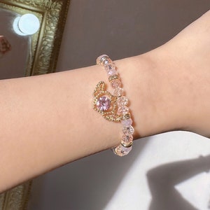 Eternal Angel Bracelet PINK / sailor moon - inspired kawaii cute gold crystal anime kawaiicore soft aesthetic