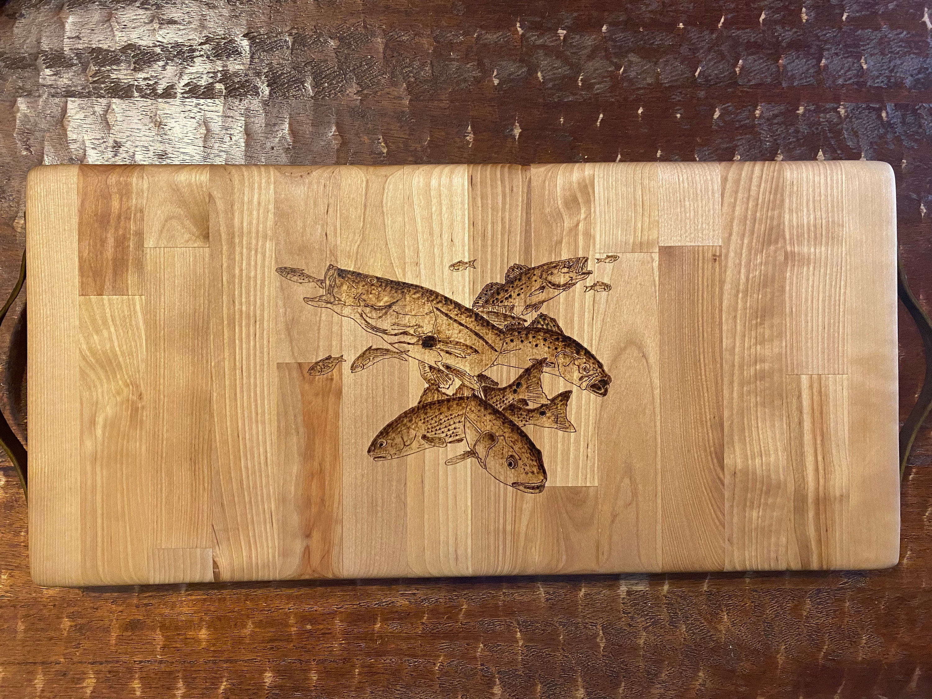 Fishing Outline - Michigan - Wooden Engraved - Cutting Board