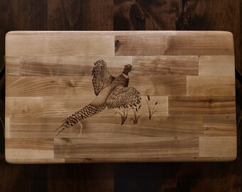 Custom made wood burned cutting and charcuterie board