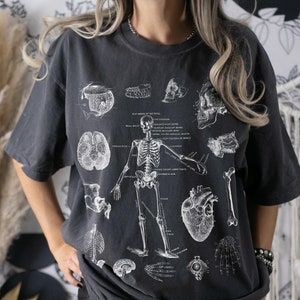 scheletro umano anatomia maglietta vintage scheletro maglietta dottore Halloween biologia maglietta medica regali anatomista abbigliamento anatomia