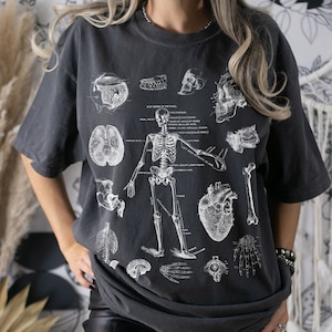 human skeleton anatomy shirt - vintage skeleton shirt, doctor shirt, halloween shirt, biology shirt, medical shirt, anatomist gifts