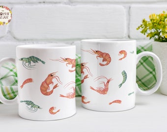 Cute shrimp mug for shrimp Lovers, Prawn Mug, Lobster Mug, Seafood Lover gift kamekona shrimp Mug shrimp nerd krill Prawn Print Mug