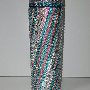 Tumbler/ cup/ 16oz Tumbler/ Handmade Tumbler/ Tumbler with straw/ Gift/Rhinestone Tumbler/ Travel cup, college