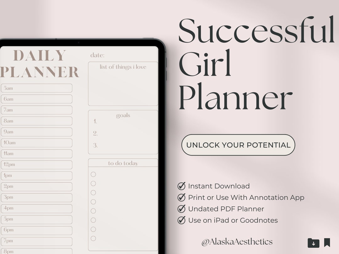 SUCCESSFUL GIRL PLANNER | Undated Digital Daily Planner, Goodnotes ...