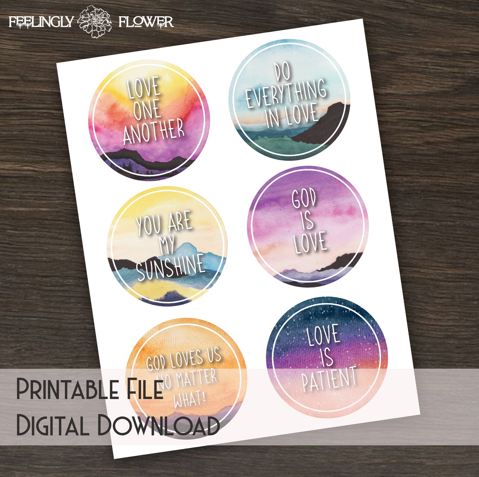6 bible verse printable stickers 01 watercolor stickers | Etsy