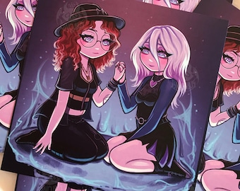 Besties art print - Sable and Mikaela Dead by Daylight inspired - wall art, poster