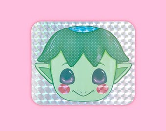 Kappa prismatic sticker, vinyl, kawaii, waterproof, pastel, yokai, japanese folklore, stationery, カッパ