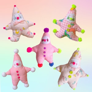 Kitschy Pastel Clowns, dolls, vintage inspired, handmade, gift, funny, kawaii, circus