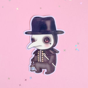 Plague doctor vinyl sticker, babydoll, kawaii, adorable, gift, stationery, journaling, goth, dark, 16th century, gift