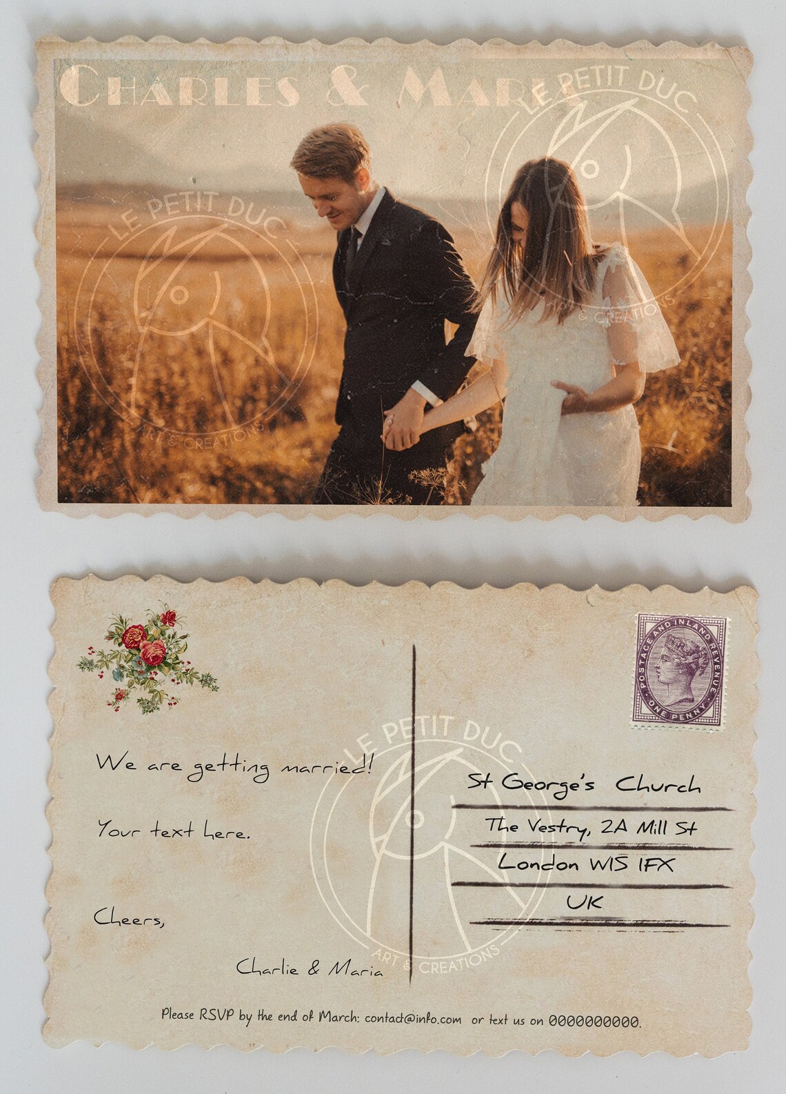 Customizable Vintage Postcards With Scalloped Edges Original Idea for ...